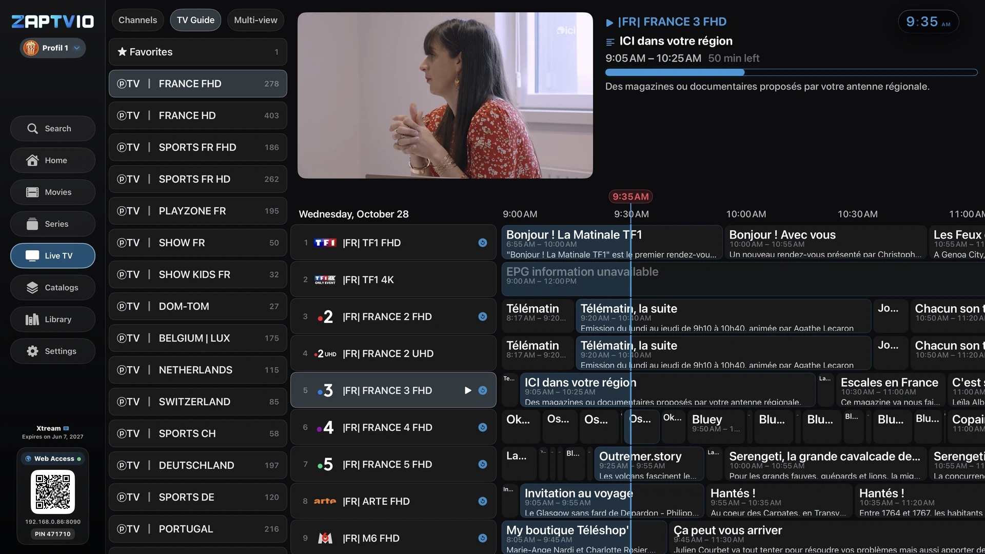 The programme guide, your categories and main menu, all within reach of your remote.