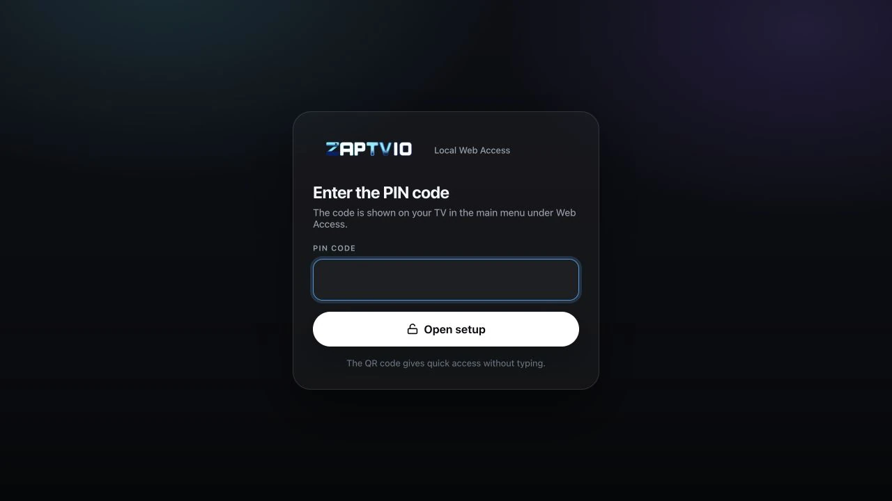Depuis un navigateur, saisissez le code affiché sur votre Apple TV. Le QR code permet d’accéder directement à la configuration.